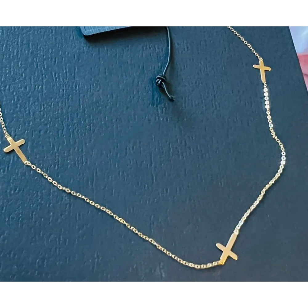 14k solid gold cross necklace